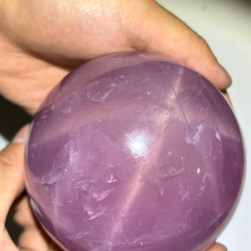 Six Star Line Deep Pink Rose Quartz Sphere - Image 2