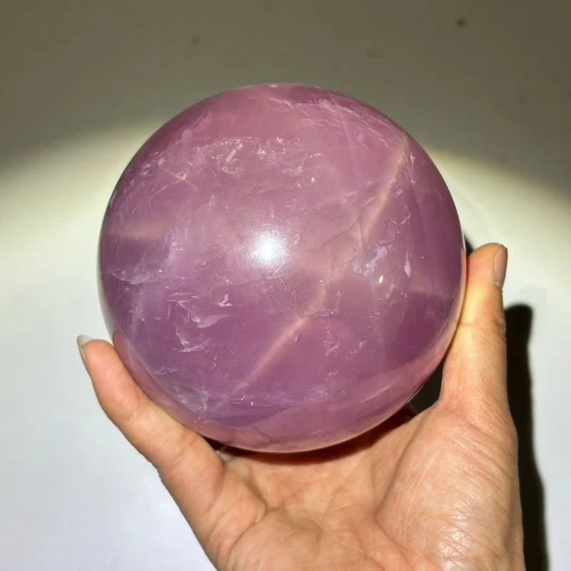 Six Star Line Deep Pink Rose Quartz Sphere - Image 3