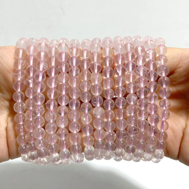 14 Pieces Six Star Line Rose Quartz Bracelets