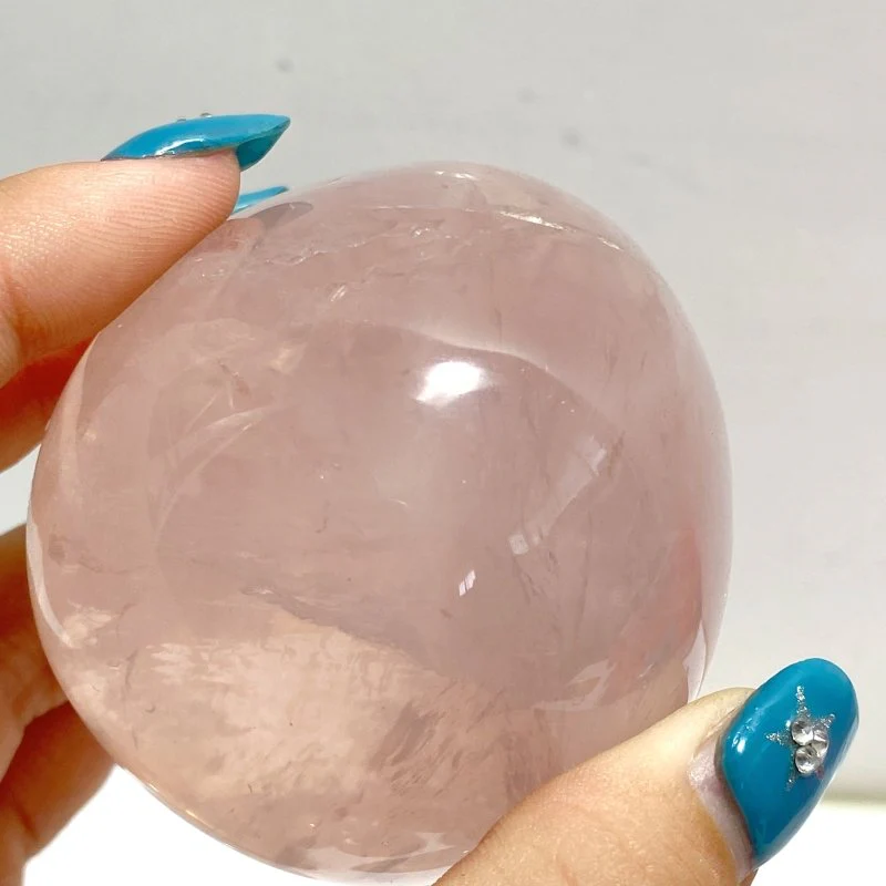 17 Pieces Six Star Line Rose Quartz Eggs With Rainbow - Image 5