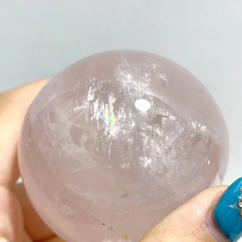 17 Pieces Six Star Line Rose Quartz Eggs With Rainbow - Image 6