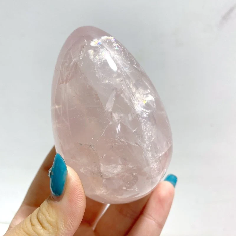 17 Pieces Six Star Line Rose Quartz Eggs With Rainbow - Image 8