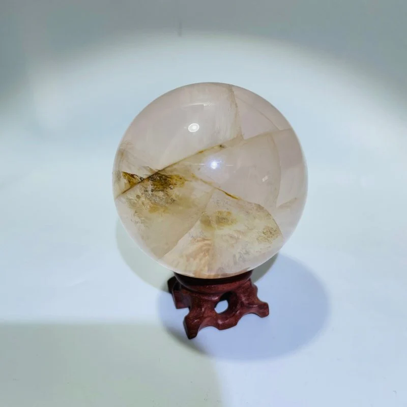 2.8in(7.1cm) Six Star Line Rose Quartz Fire Quartz Sphere - Image 2