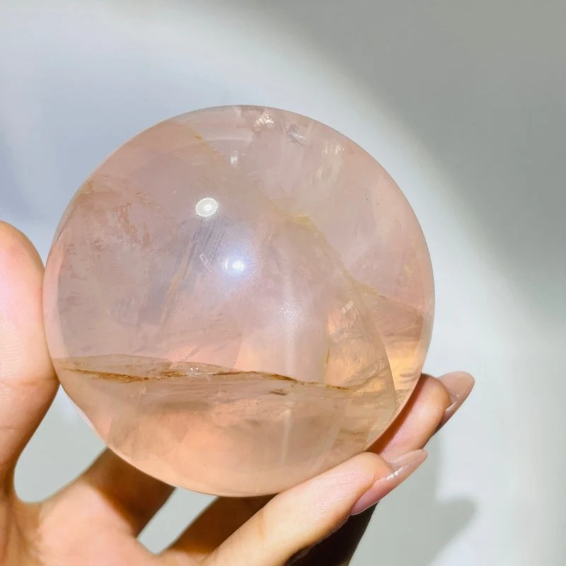 2.8in(7.1cm) Six Star Line Rose Quartz Fire Quartz Sphere - Image 3