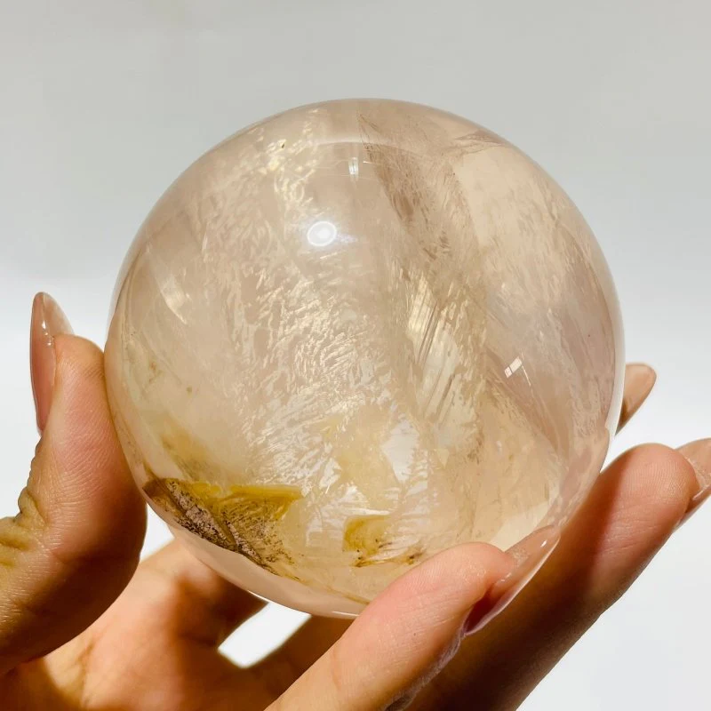 2.8in(7.1cm) Six Star Line Rose Quartz Fire Quartz Sphere - Image 5