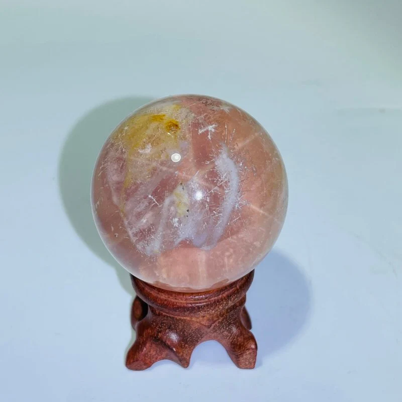 Six Star Line Rose Quartz Rabbit Hair Rutile Sphere - Image 2