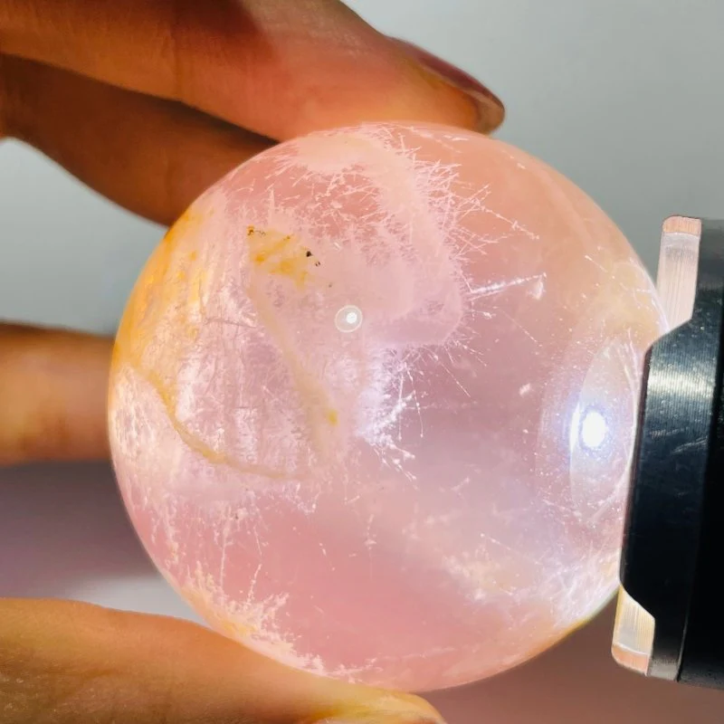 Six Star Line Rose Quartz Rabbit Hair Rutile Sphere - Image 6