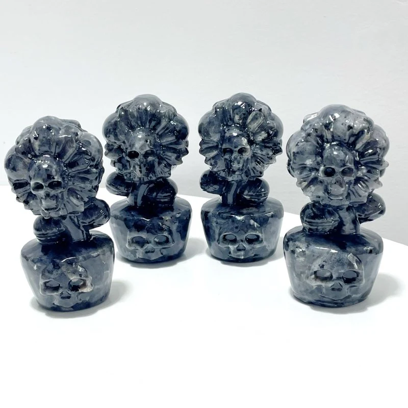 3 Types Skull Sunflower Carving Wholesale Green Jade Yooperlite Larvikite - Image 6