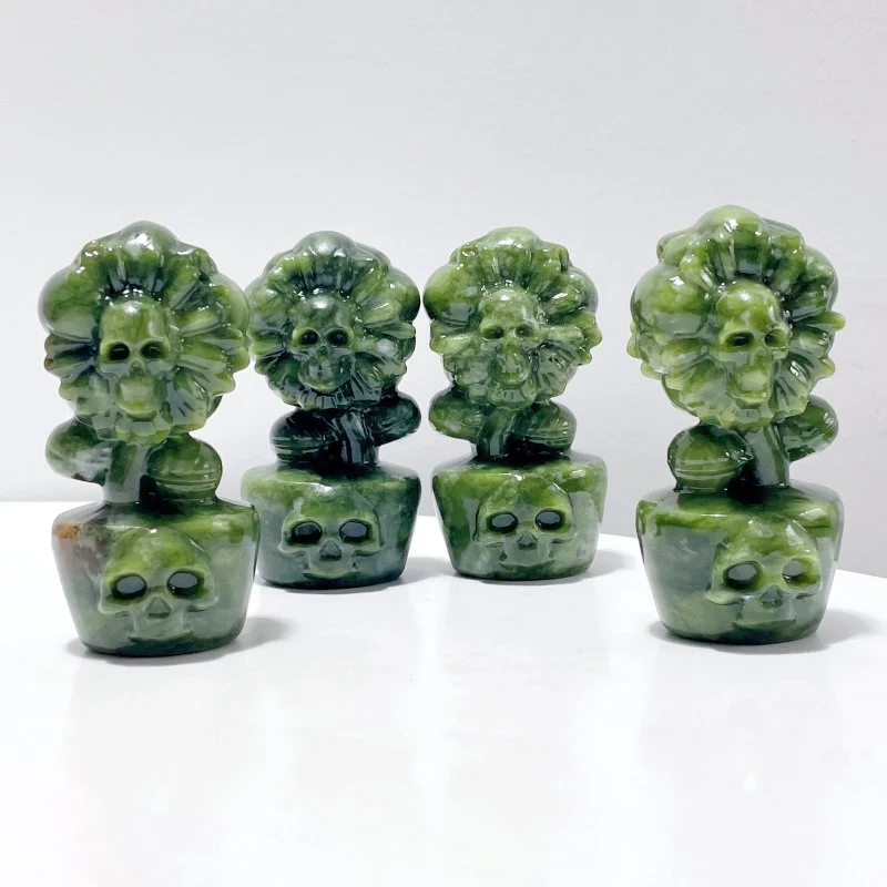 3 Types Skull Sunflower Carving Wholesale Green Jade Yooperlite Larvikite - Image 7