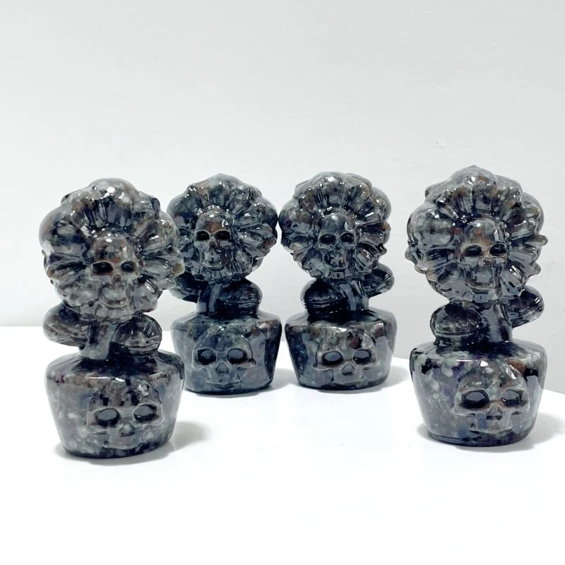 3 Types Skull Sunflower Carving Wholesale Green Jade Yooperlite Larvikite - Image 8