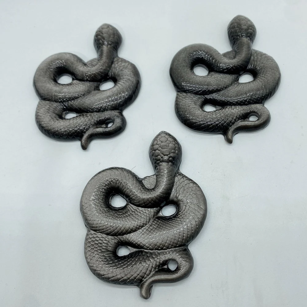 Silver Sheen Obsidian Snake Carving Crystal Wholesale - Image 4