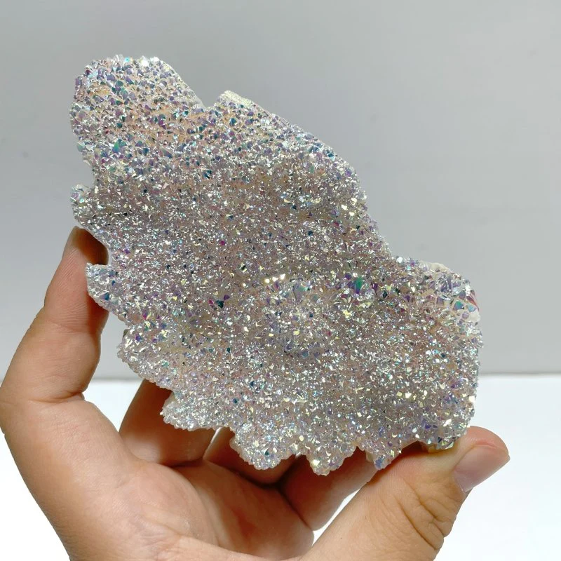 Beautiful Aura Quartz Cluster Angel Wing Carving With Stand - Image 3