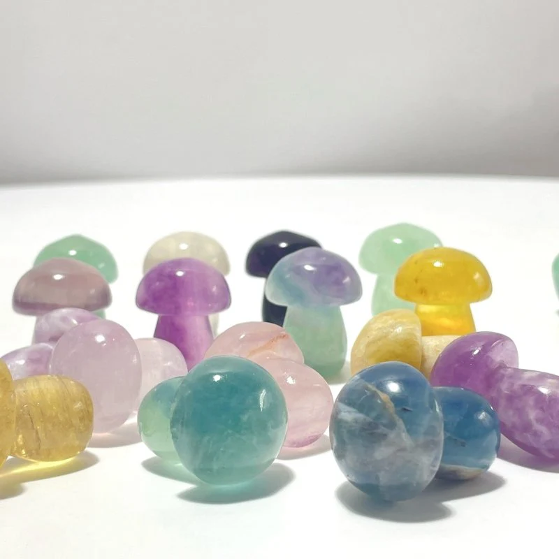 Small Colorful Fluorite Mushroom Carving Wholesale - Image 2