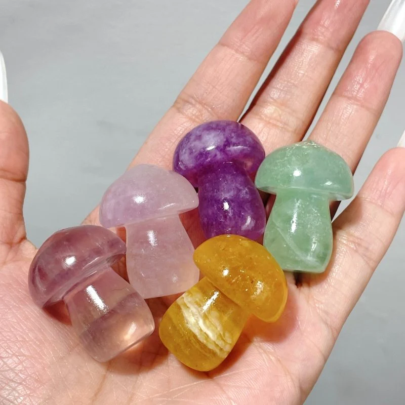 Small Colorful Fluorite Mushroom Carving Wholesale - Image 4