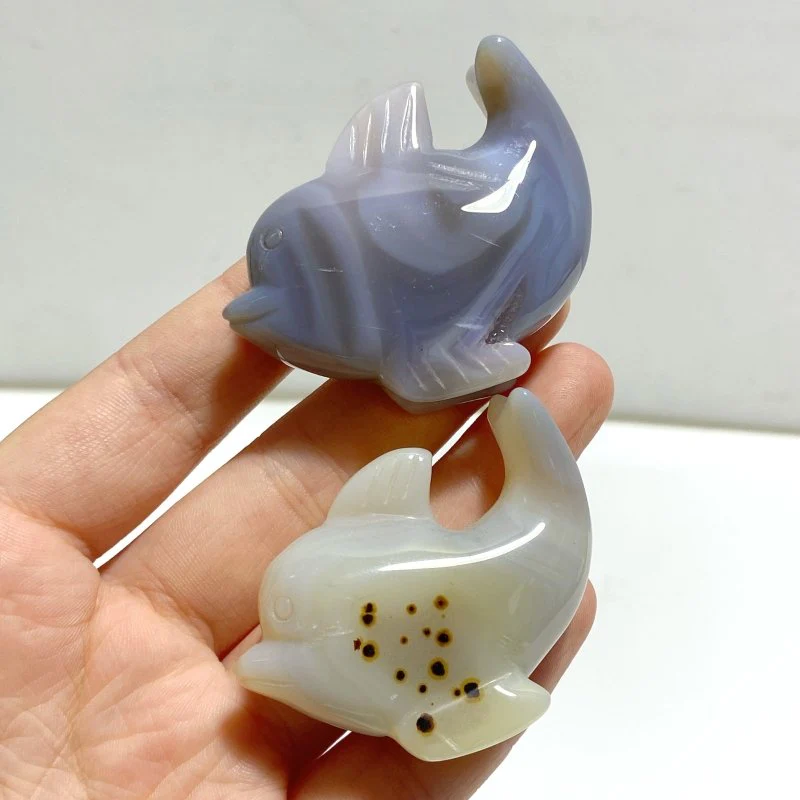 15 pieces Small Geode Agate Druzy Dolphin Carving - Image 8