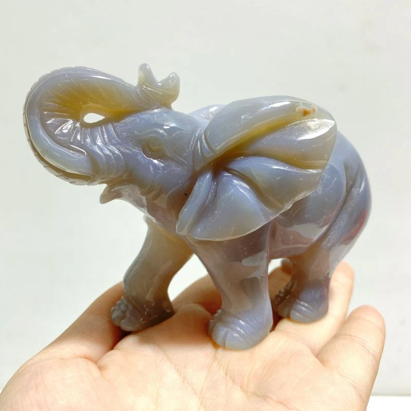 6 Pieces Small Geode Agate Druzy Elephant Carving - Image 5