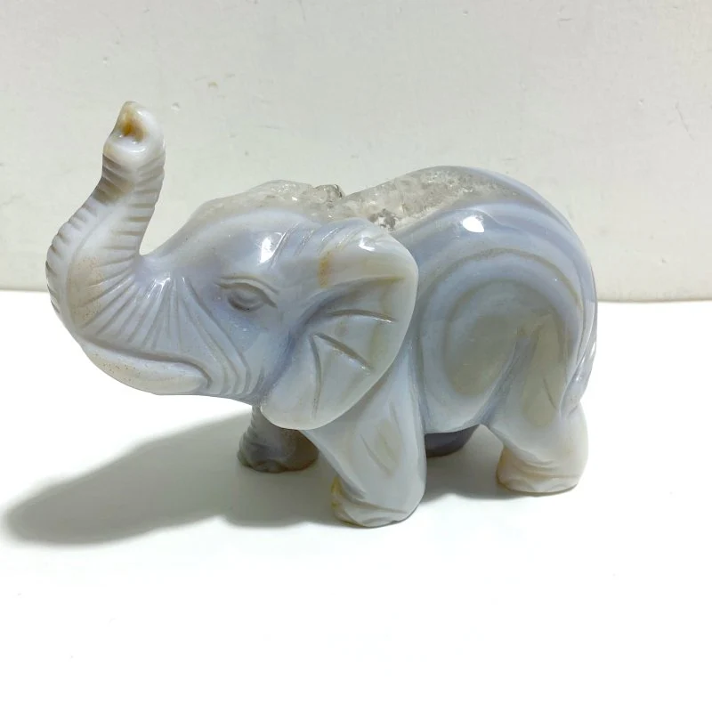 6 Pieces Small Geode Agate Druzy Elephant Carving - Image 7