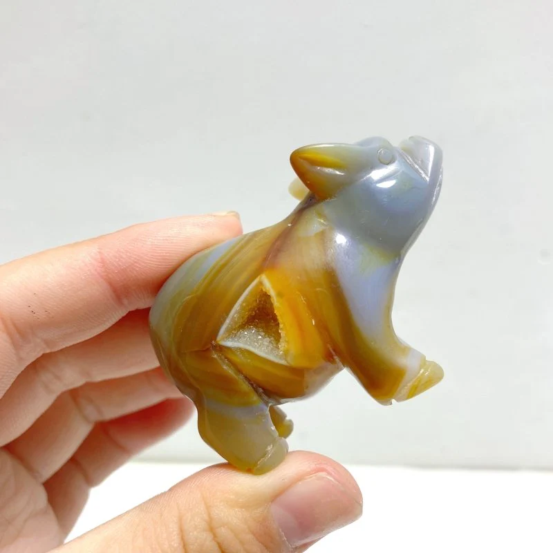 15 pieces Small Geode Agate Druzy Pig Carving - Image 4