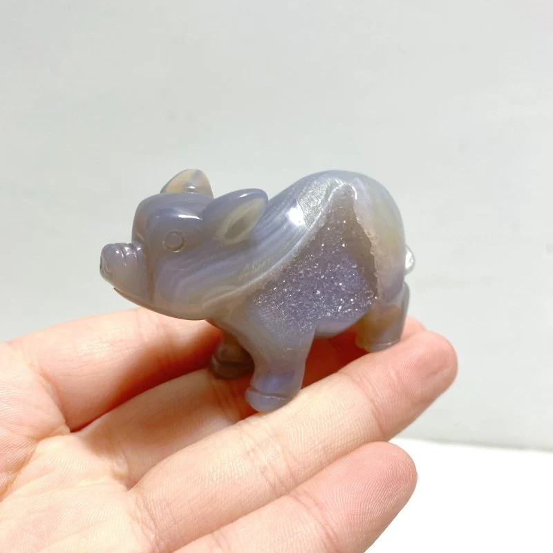 15 pieces Small Geode Agate Druzy Pig Carving - Image 6