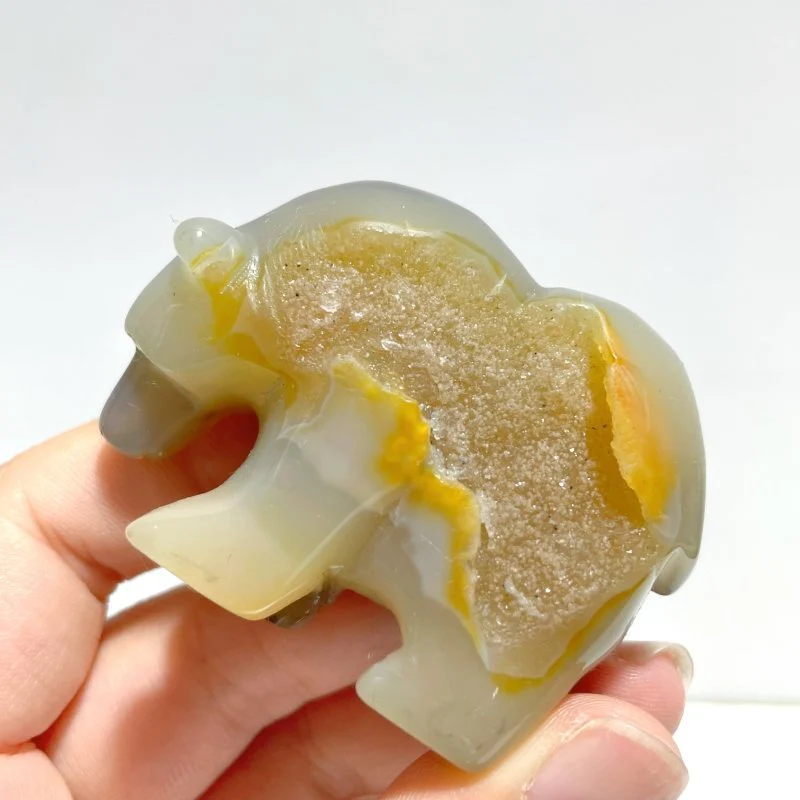 12 Pieces Small Geode Druzy Agate Bear Carving - Image 3