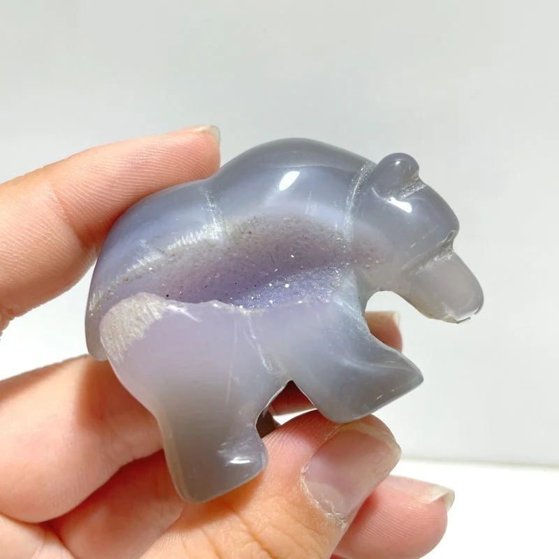 12 Pieces Small Geode Druzy Agate Bear Carving - Image 4