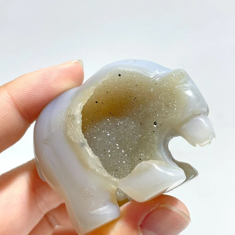 12 Pieces Small Geode Druzy Agate Bear Carving - Image 5