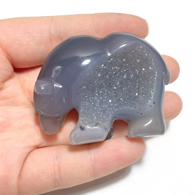 12 Pieces Small Geode Druzy Agate Bear Carving - Image 6