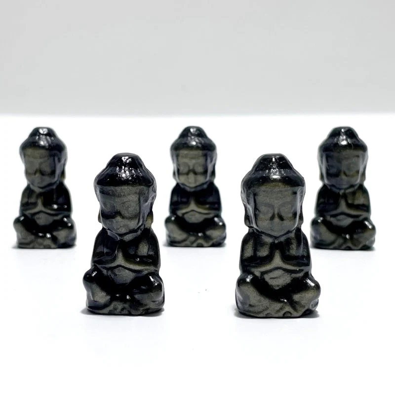 Small Gold Sheen Obsidian Buddha Carving Wholesale