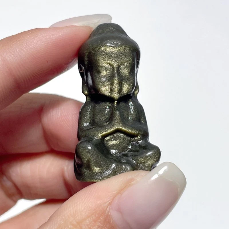 Small Gold Sheen Obsidian Buddha Carving Wholesale - Image 2