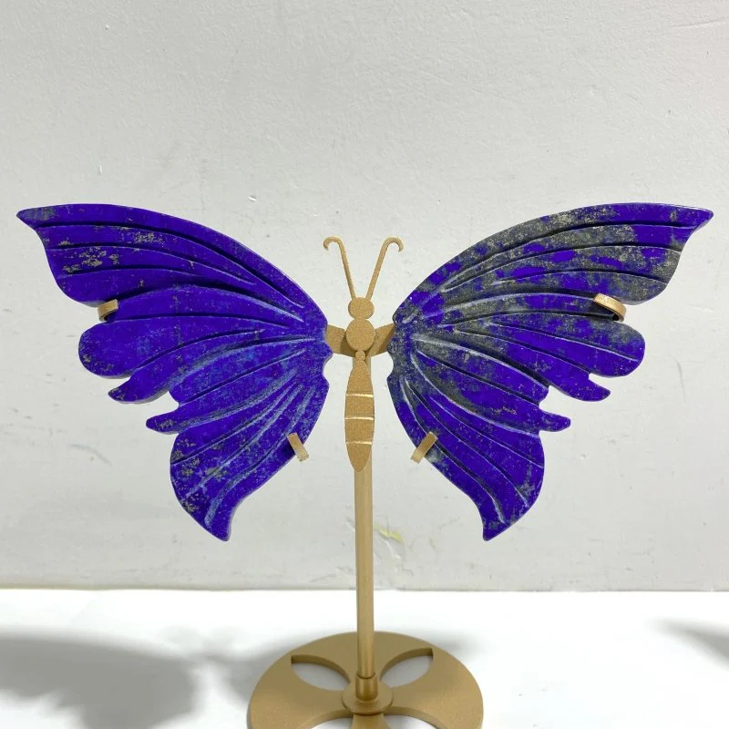 4 Pairs Small Lapis Lazuli Butterfly Wing Carving With Stand - Image 4