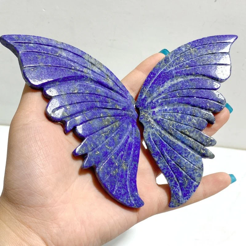 4 Pairs Small Lapis Lazuli Butterfly Wing Carving With Stand - Image 5