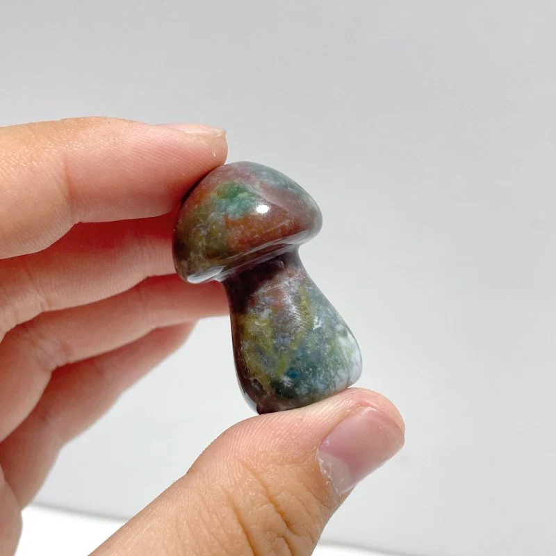 Small Moss Agate Mushroom Carving Wholesale - Image 3