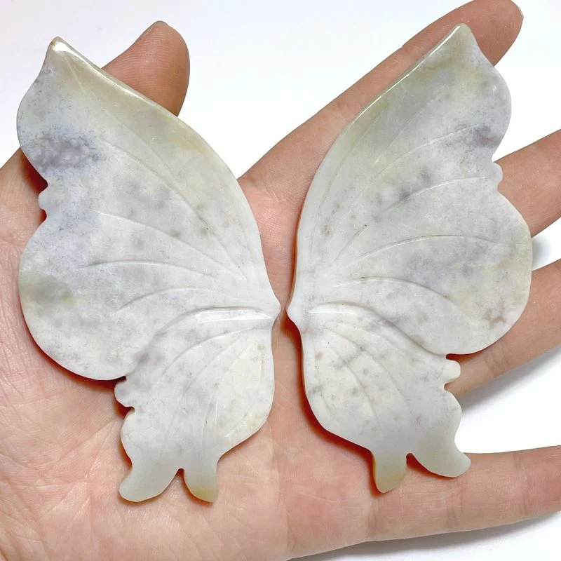 10 Pairs Small Sakura Flower Agate Butterfly Wing Carving With Stand - Image 7