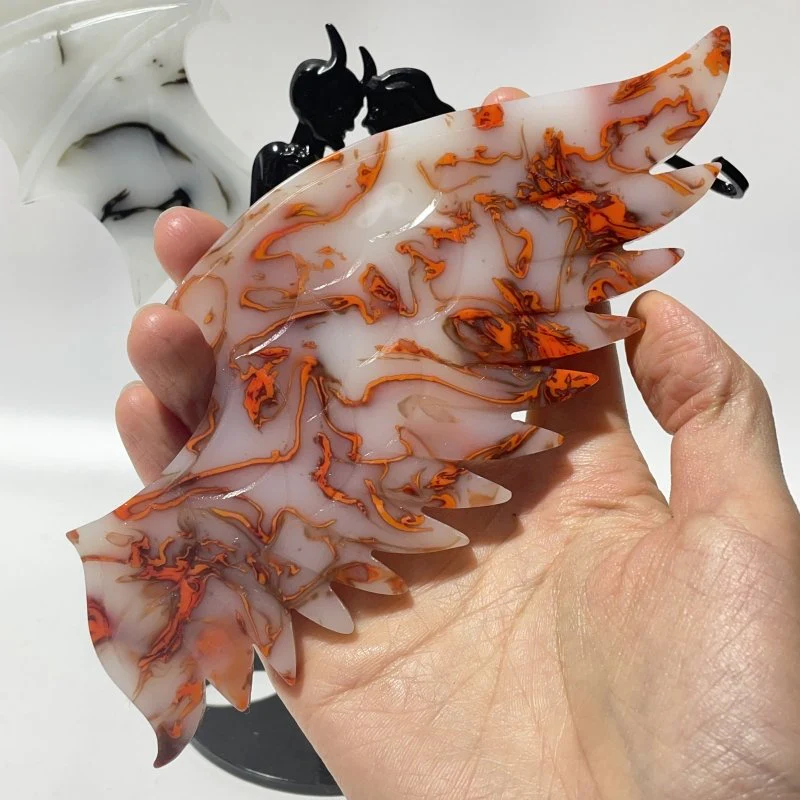 Smelting Agate Demon And Angel Wing Carving With Stand - Image 2