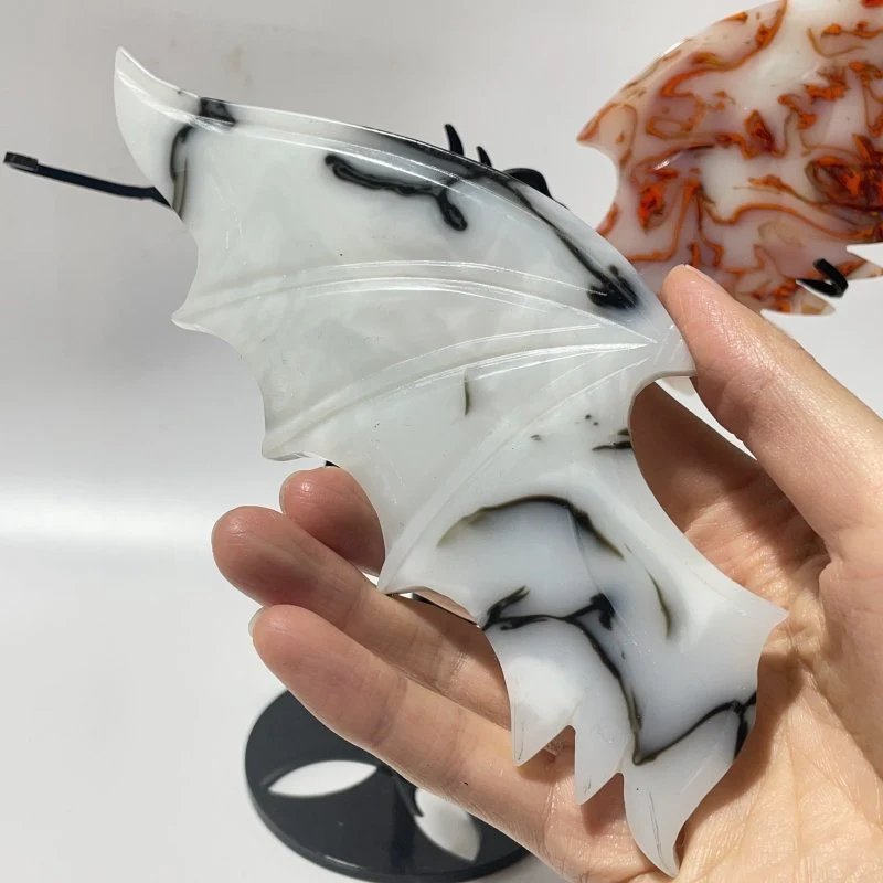 Smelting Agate Demon And Angel Wing Carving With Stand - Image 3
