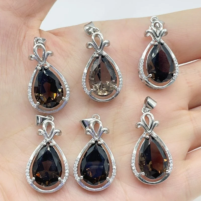 Smoky Quartz Teardrop Cut Faceted Pendant Wholesale #1 - Image 2