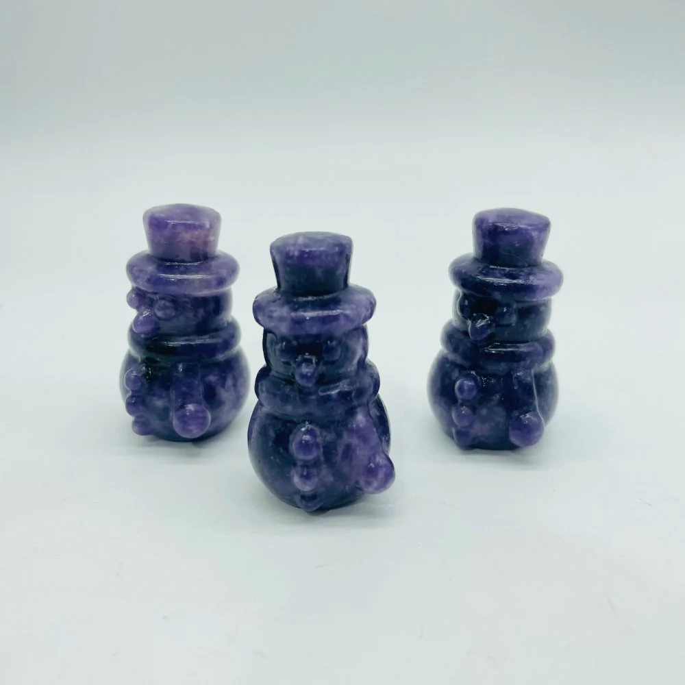 Snowman Carving Crystal Wholesale Pyrite Lepidolite - Image 3