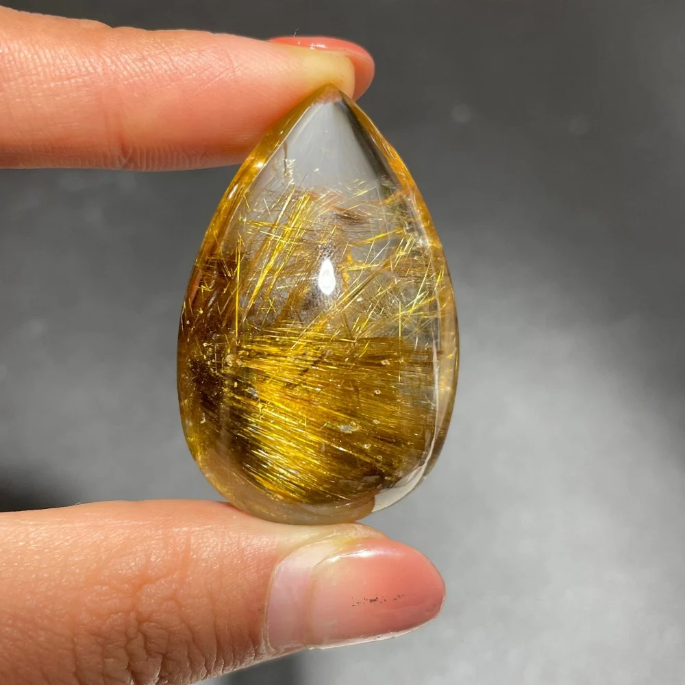 Spark Golden Rutile Teardrop Pendant