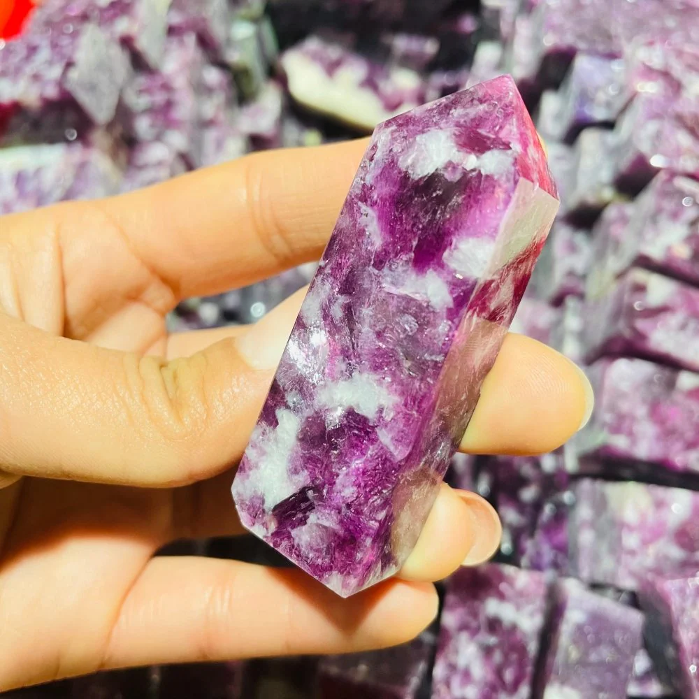 High Quality Spark Lepidolite Four-Sided Tower Points Wholesale - Image 2