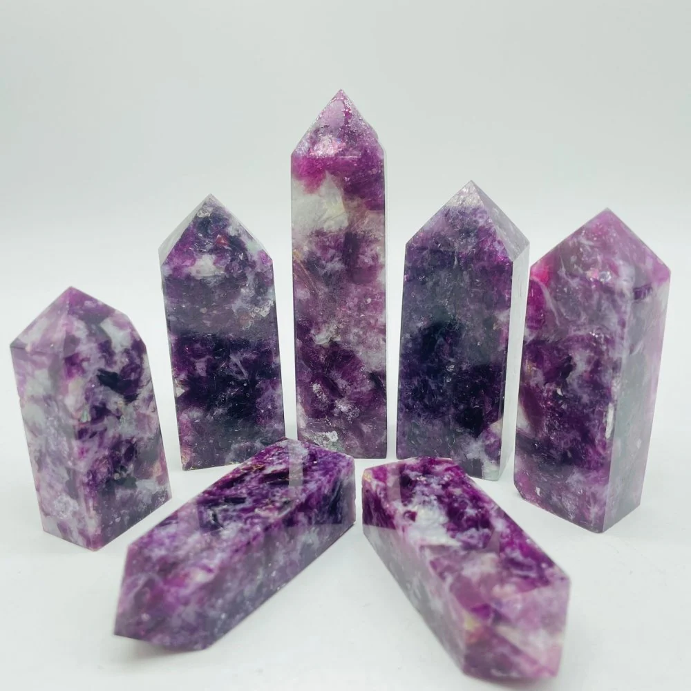 High Quality Spark Lepidolite Four-Sided Tower Points Wholesale - Image 3