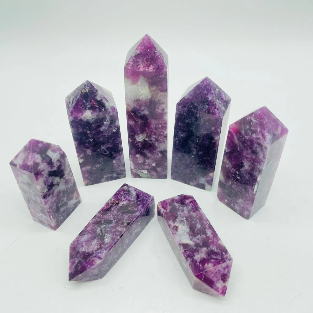 High Quality Spark Lepidolite Four-Sided Tower Points Wholesale - Image 4