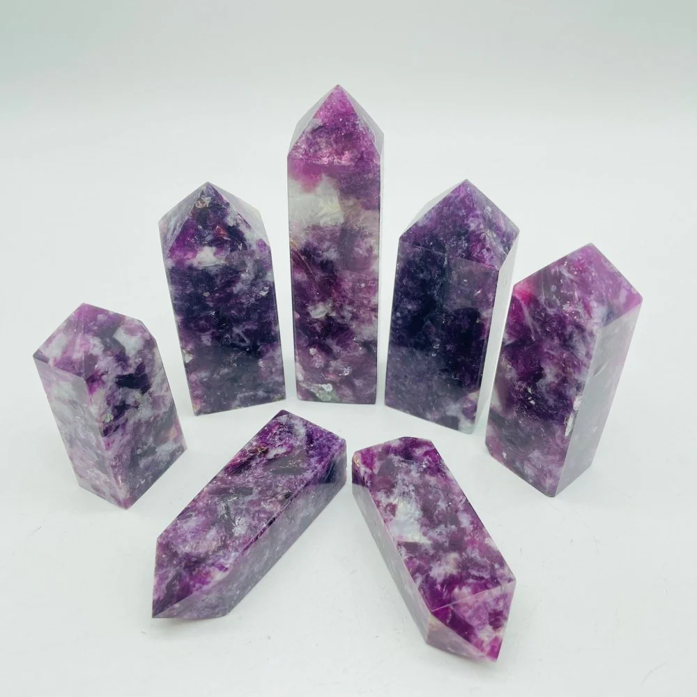 High Quality Spark Lepidolite Four-Sided Tower Points Wholesale - Image 5