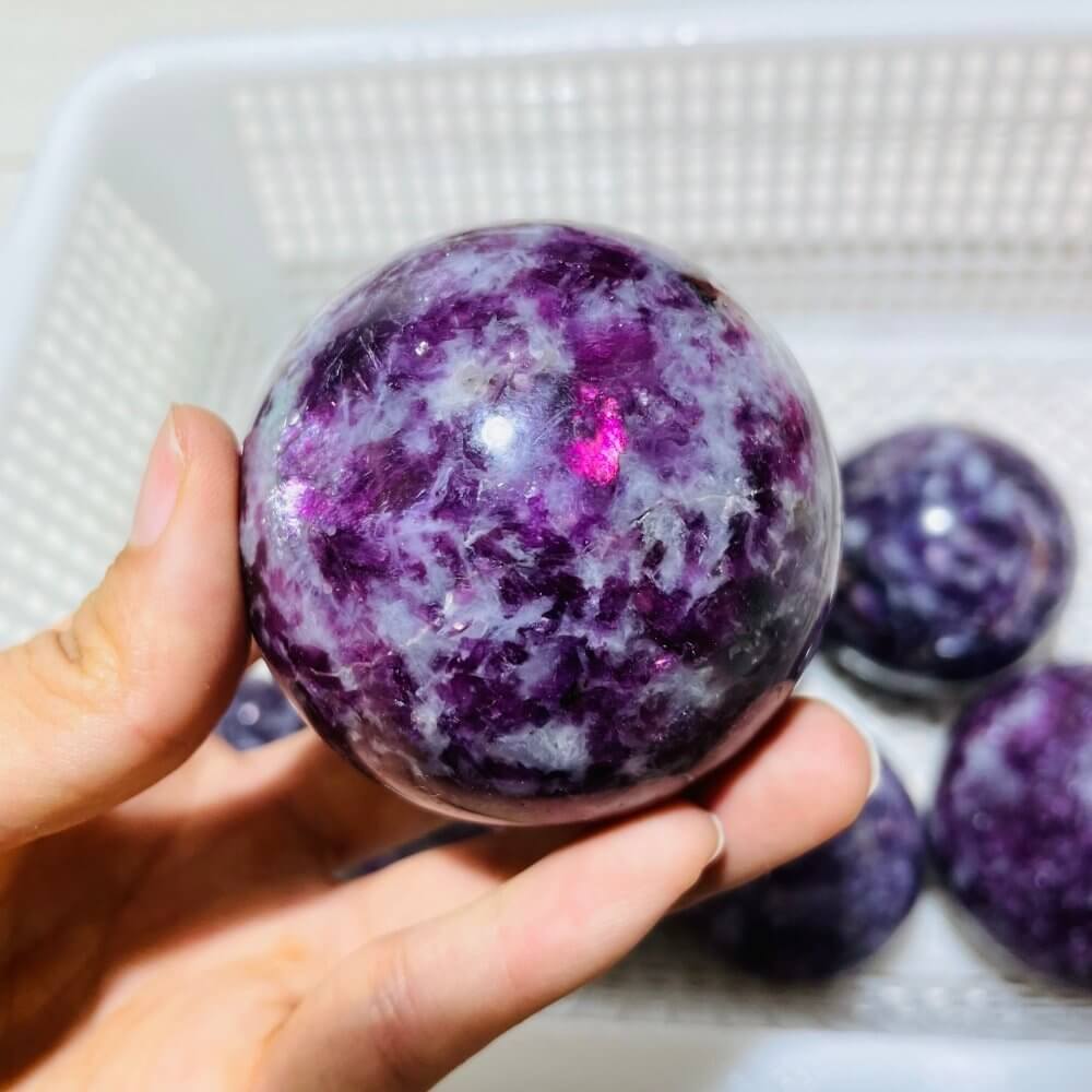10 Pieces Spark Lepidolite Spheres - Image 2