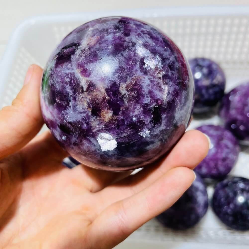 10 Pieces Spark Lepidolite Spheres - Image 3