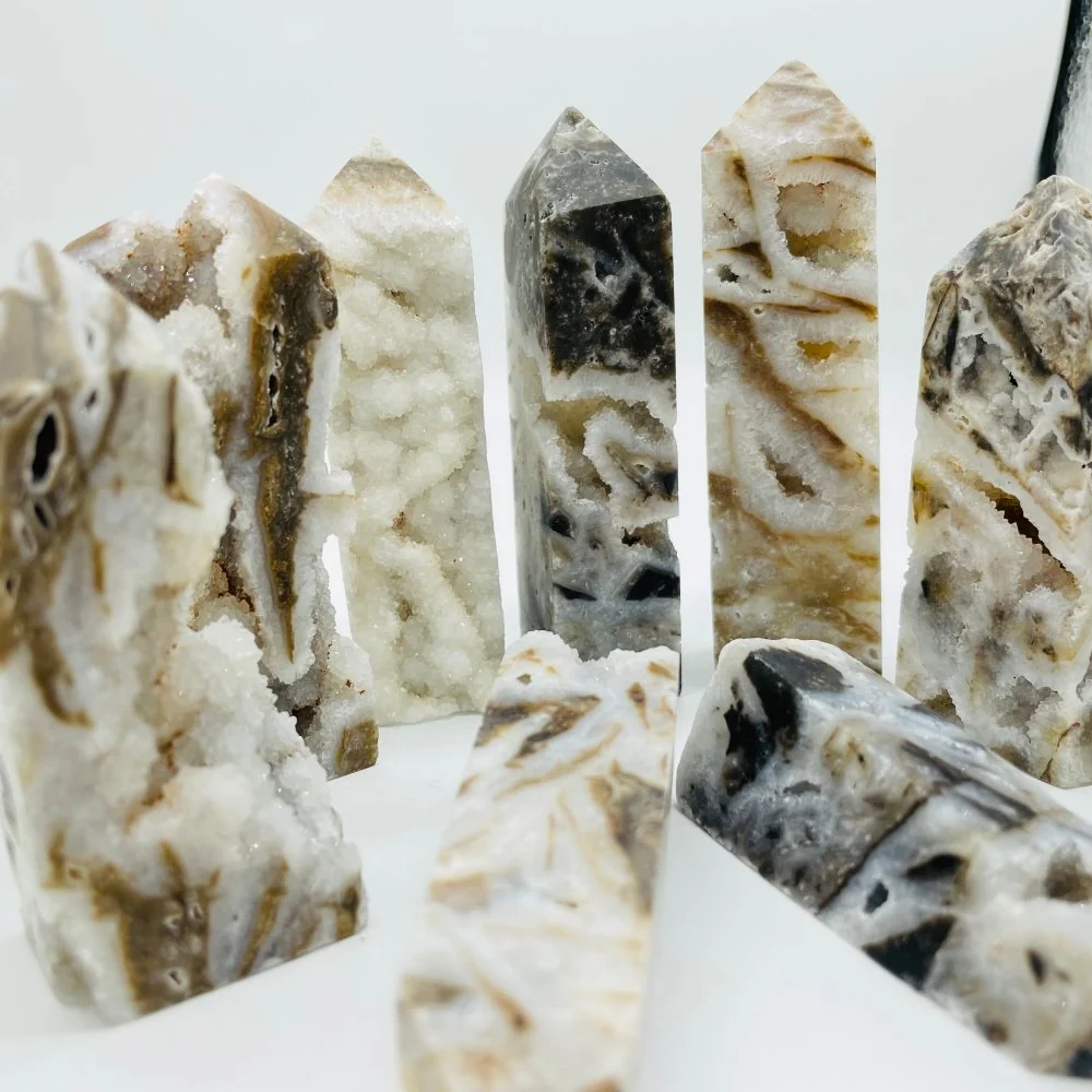 Sphalerite Geode Quartz Four-Sided Tower Point Wholesale - Image 2