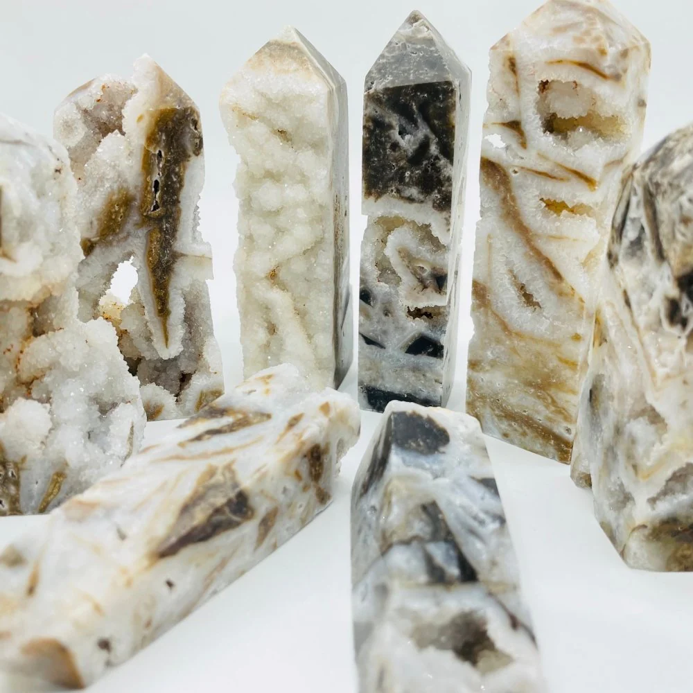 Sphalerite Geode Quartz Four-Sided Tower Point Wholesale - Image 3