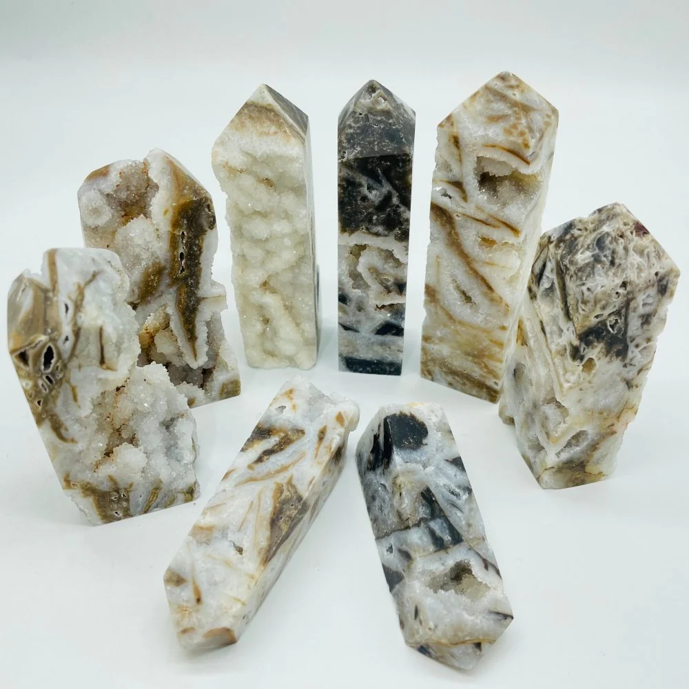 Sphalerite Geode Quartz Four-Sided Tower Point Wholesale - Image 4