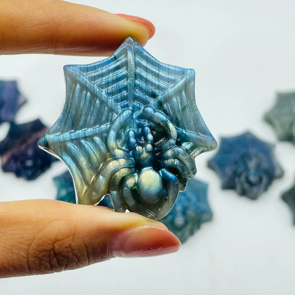 Labradorite Fluorite Spider Carving Wholesale - Image 7