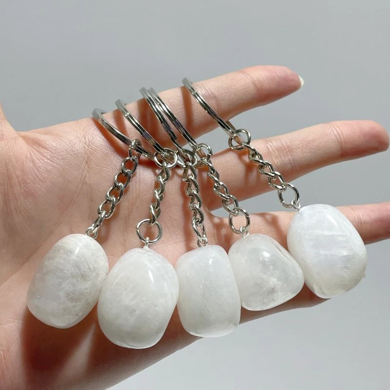 Sri Lanka White Moonstone Tumbled Keychain Wholesale