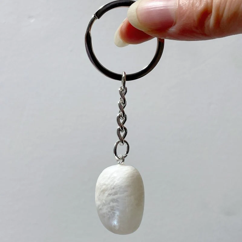 Sri Lanka White Moonstone Tumbled Keychain Wholesale - Image 2